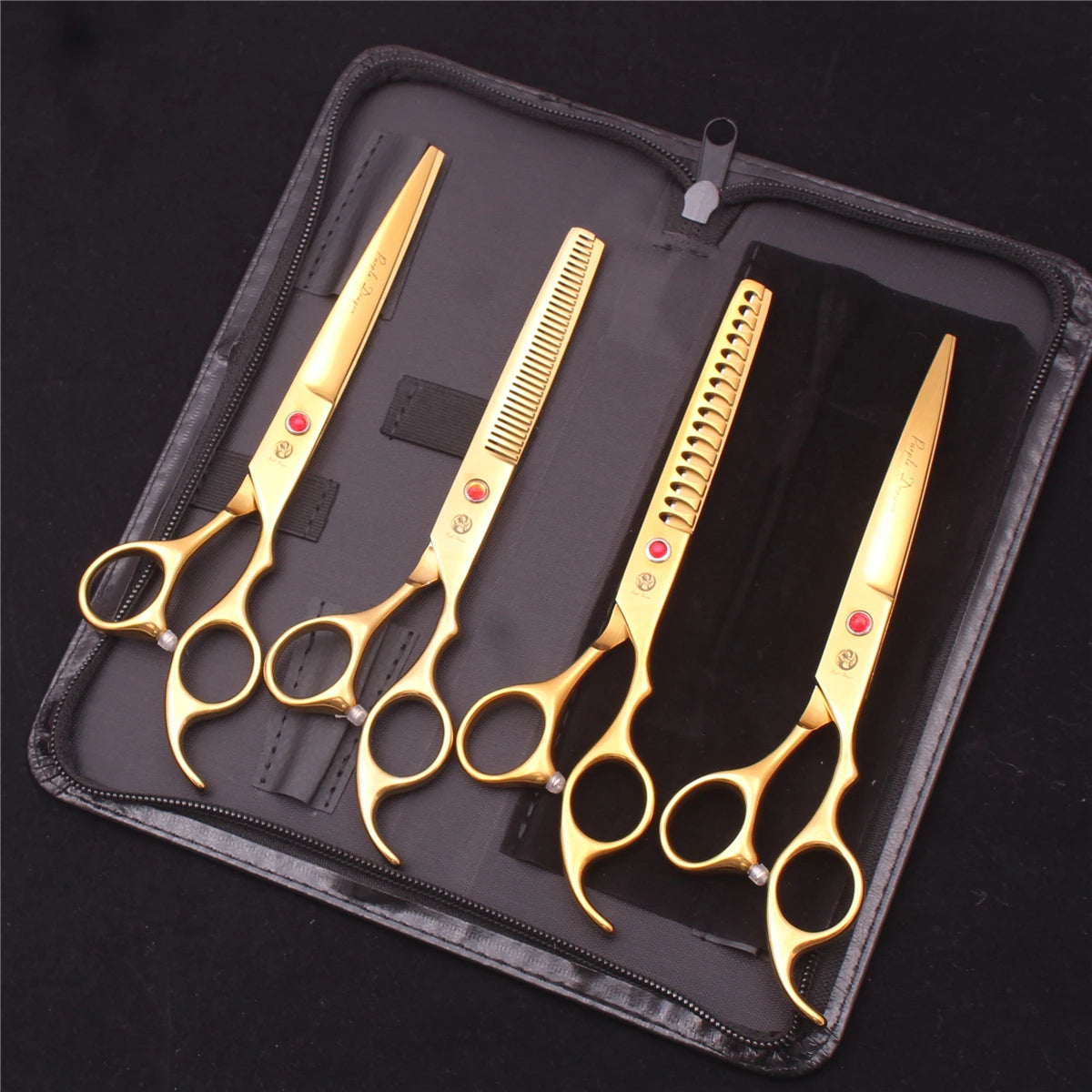 Kit Ciseaux Toilettage Chien Purple Dragon 18cm Inox – Droits Effileurs Chunker Courbés | Toiletteur Professionnel Animaux Z3003