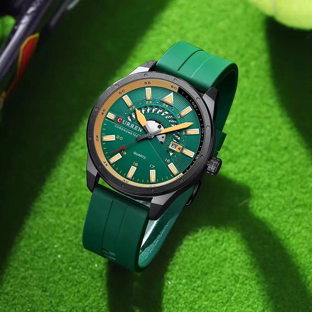 Montre Homme CURREN 8421 Quartz Fashion Calendrier Étanche Bracelet Silicone Sport Casual Business Élégante | Montre CURREN 8421 Quartz Sport Premium