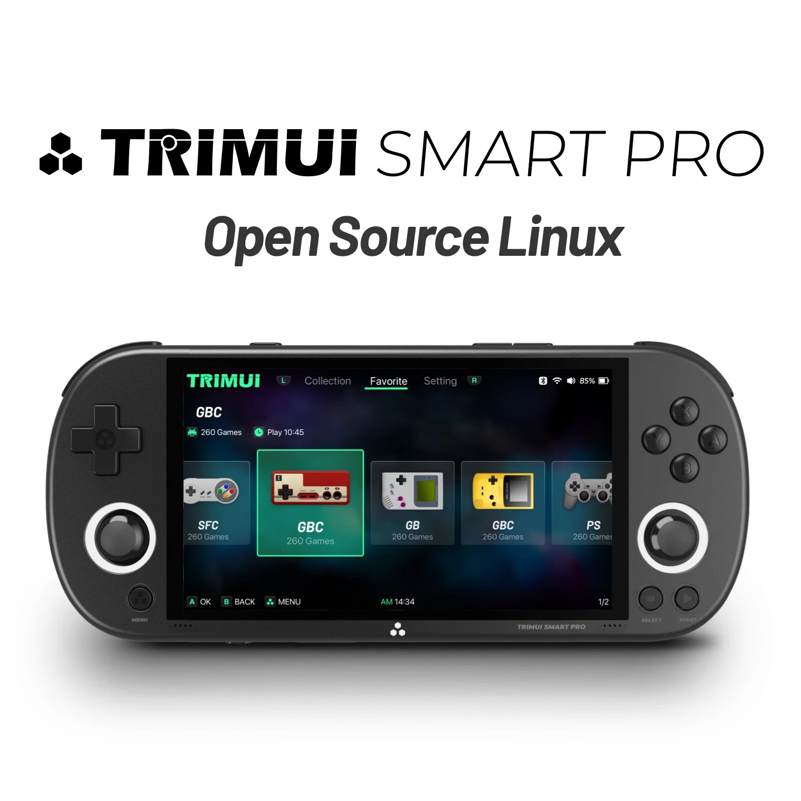 Trimui Smart Pro Console Rétro Portable 4.96'' IPS – Linux, Joystick RGB | Cadeau Gaming Jeux Rétro