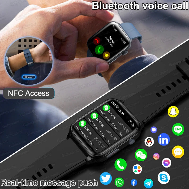 Smartwatch 2025 Unisexe Santé NFC Bluetooth – Tension Artérielle Oxygène Sport Appels | Homme & Femme