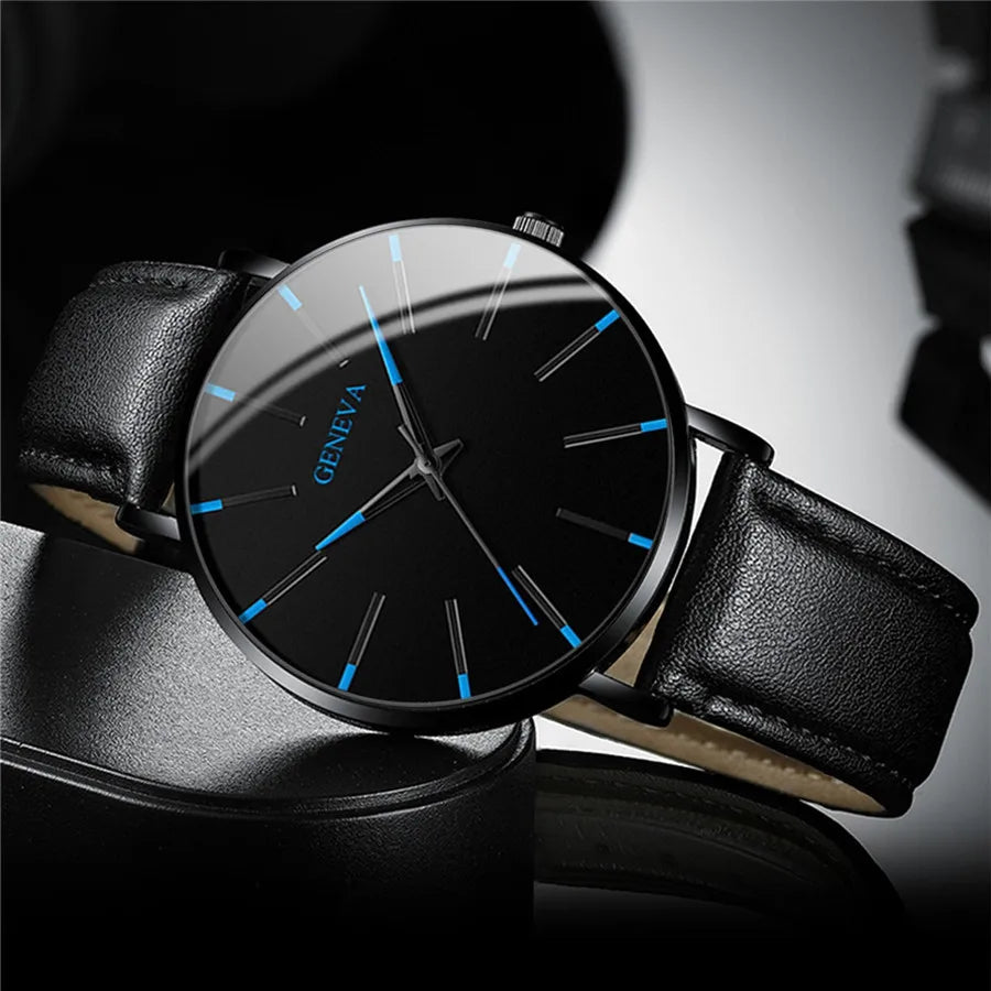 Coffret 3 Pièces Homme Montre Quartz Cuir + Bracelet + Collier – Set Business Fashion Élégant