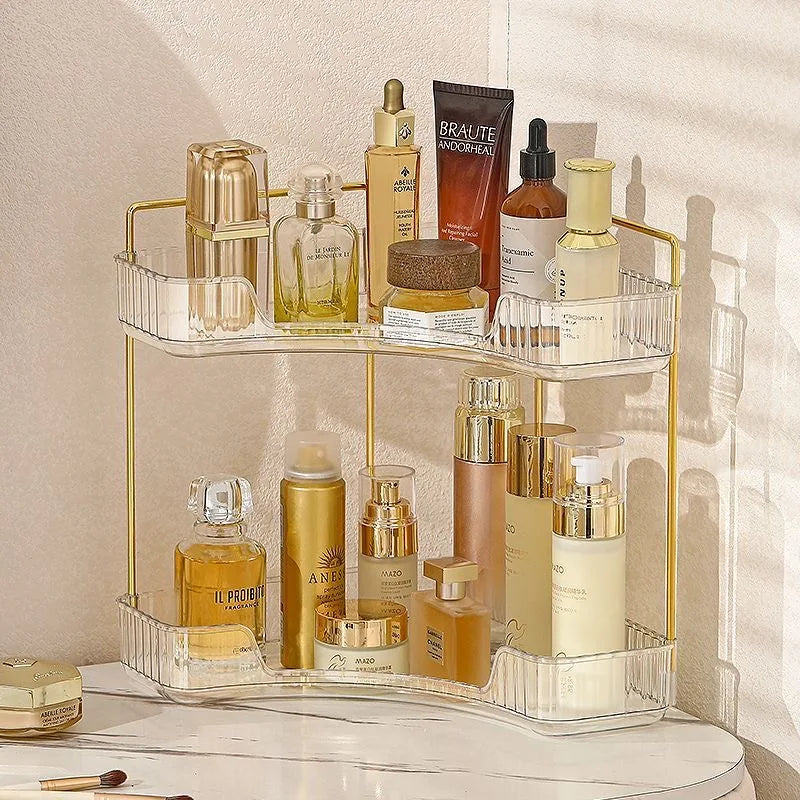 Étagère d’Angle Organisateur Salle de Bain – Rangement Maquillage, Skincare & Cuisine | Support Cosmétiques Bureau
