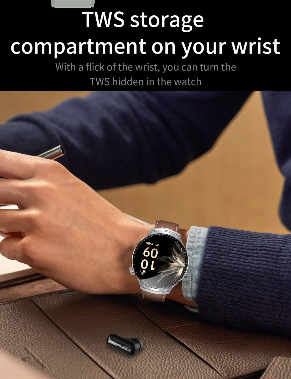Smartwatch 2-en-1 + Écouteurs TWS Bluetooth – Écran HD 1.85" IP67 Étanche | 100+ Sports | Appels & Suivi Fitness