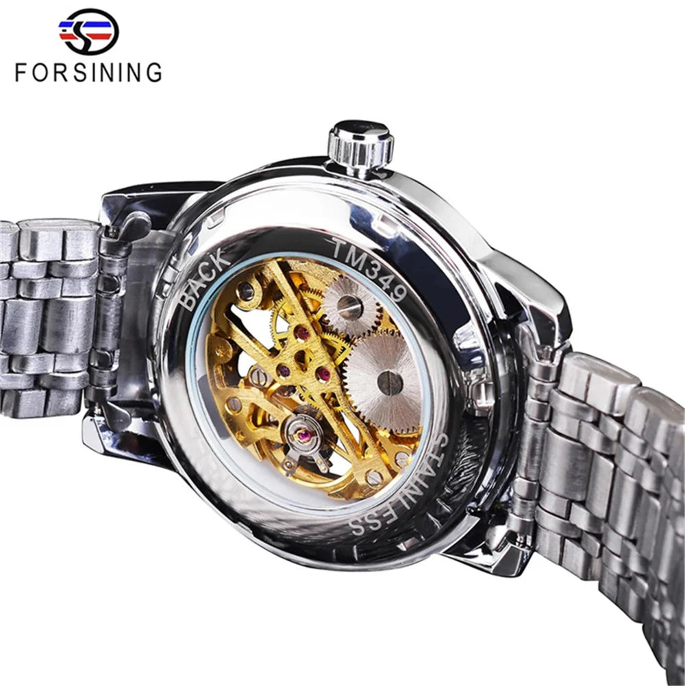 Herrenuhr FORSINING 349 Mechanisch Handaufzug Skelett – Business Elegant Edelstahl