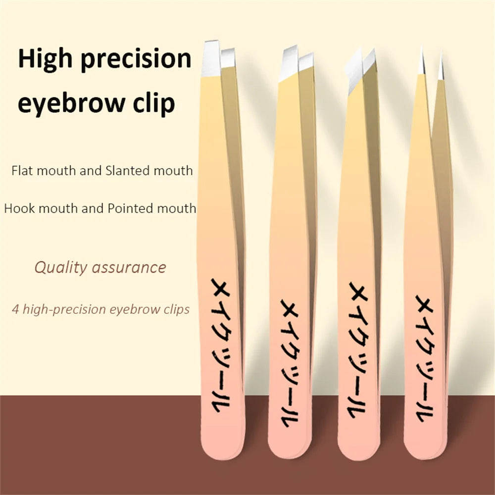 Set 4 Pinces à Épiler Multicolores - Précision Sourcils & Poils Incarns