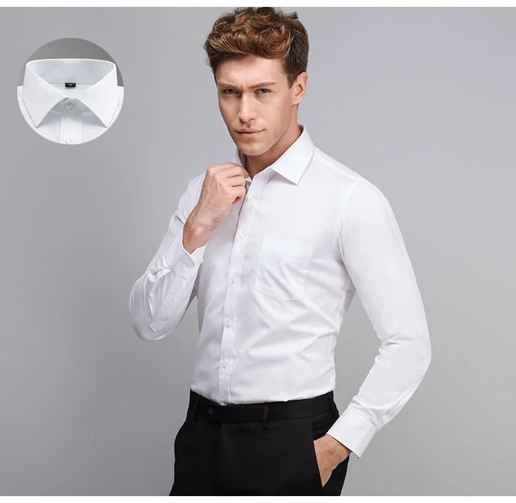 Herrenhemd Klassisch Langarm Regular Fit Formell Business Büro Weiß Einfach Elegant Casual – Trendiges Hemd | Premium Herrenmode