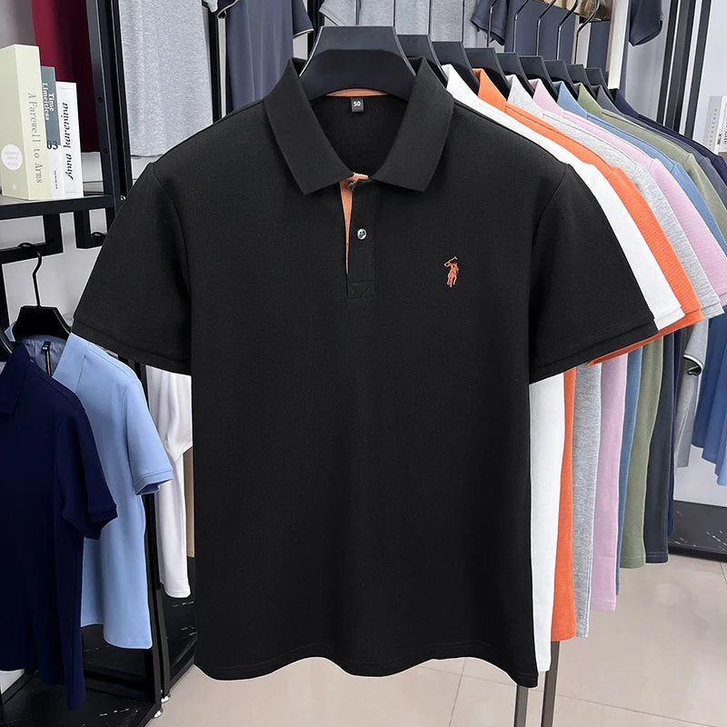 Polo Homme 100% Coton Manches Courtes Broderie Poney Élégant Golf Casual Été – Style Designer Premium | Mode Homme Luxe