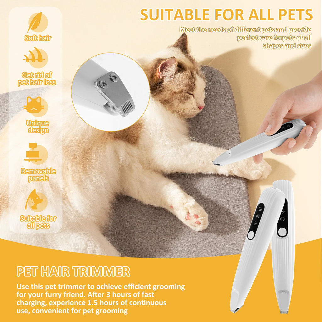 Tondeuse Pattes Chien Chat Silencieuse USB LED – Toilettage Visage Oreilles Pieds Rechargeable
