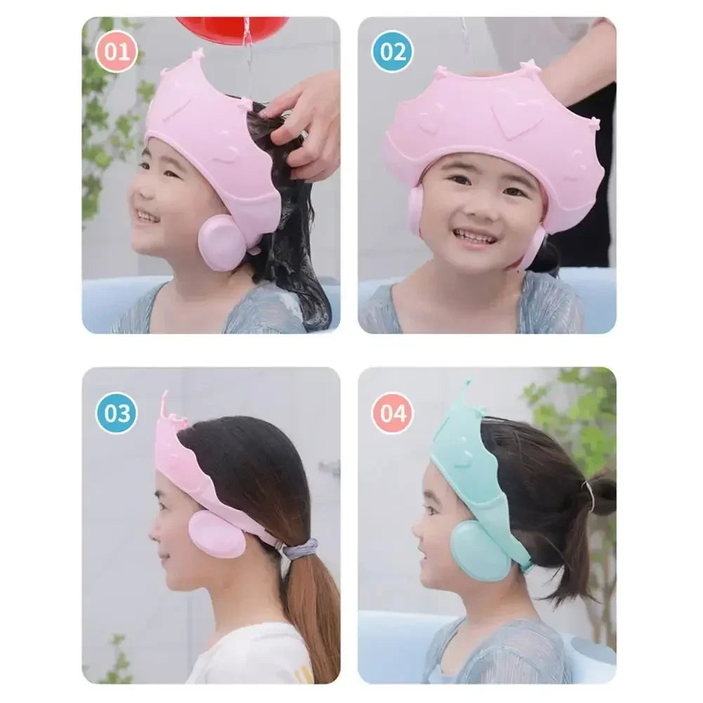 Chapeau de Douche Bébé Enfant – Visière Shampoing Ajustable Protection Oreilles Tête Douce