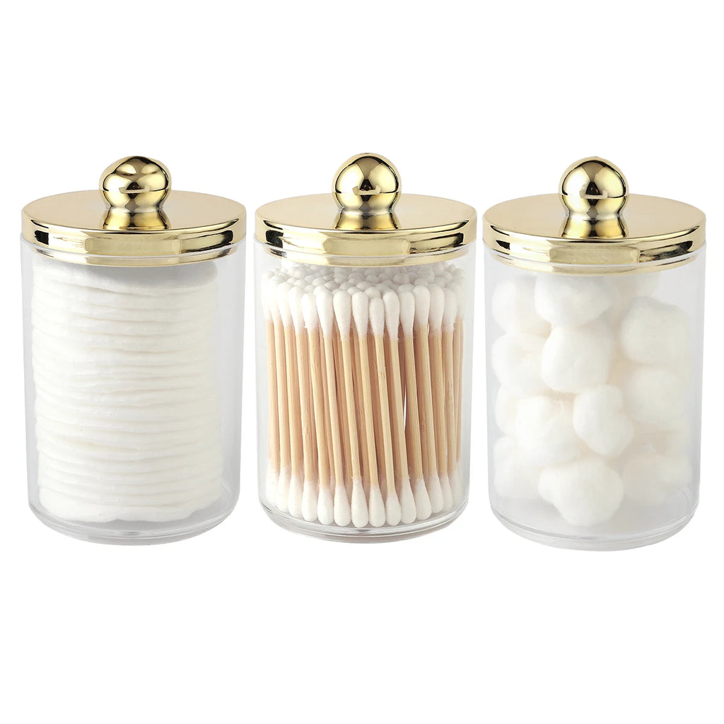 Pot Rangement Cotons-Tiges Apothecary – Lot 1/2/3 Pcs | Distributeur Transparent Salle de Bain