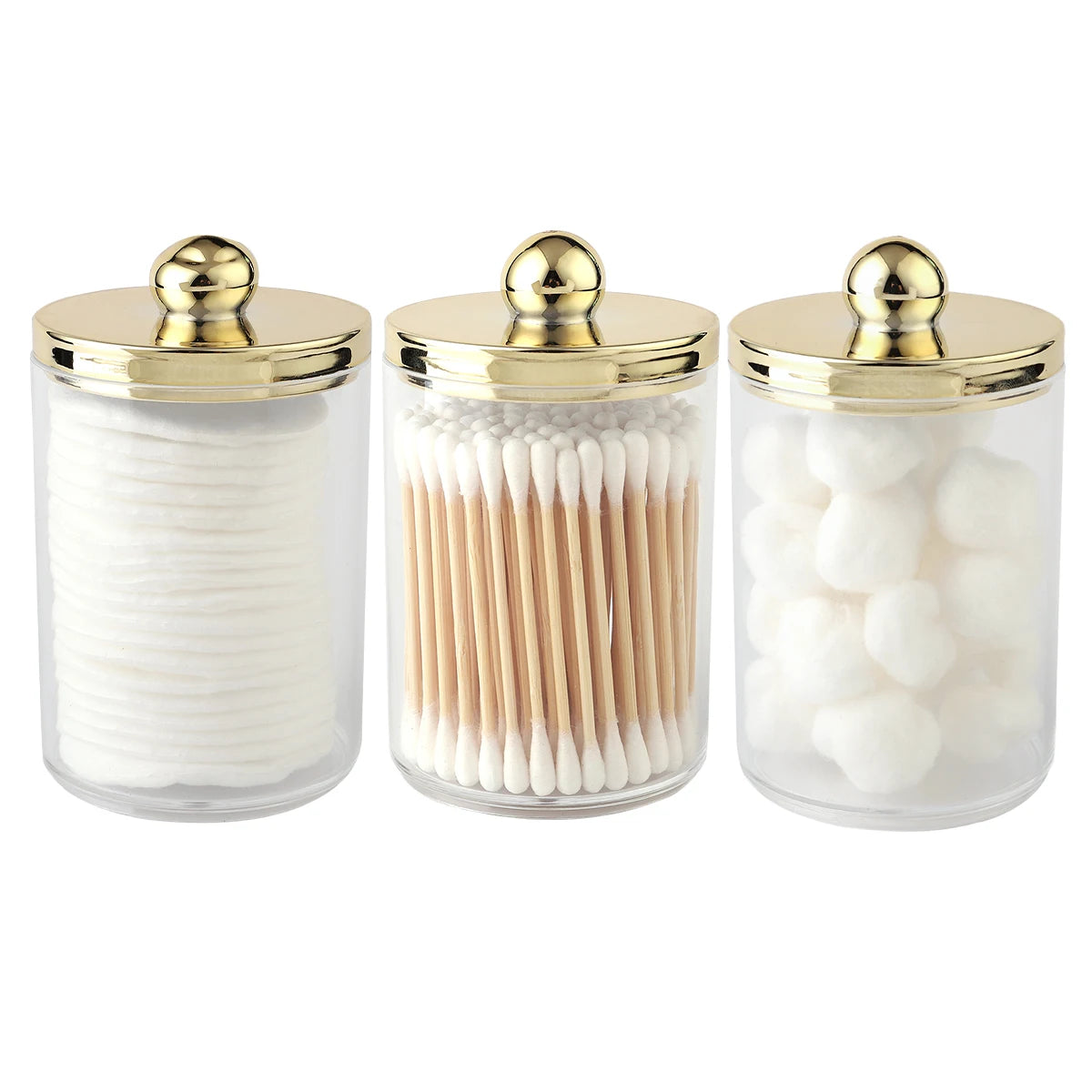 Pot Rangement Cotons-Tiges Apothecary – Lot 1/2/3 Pcs | Distributeur Transparent Salle de Bain