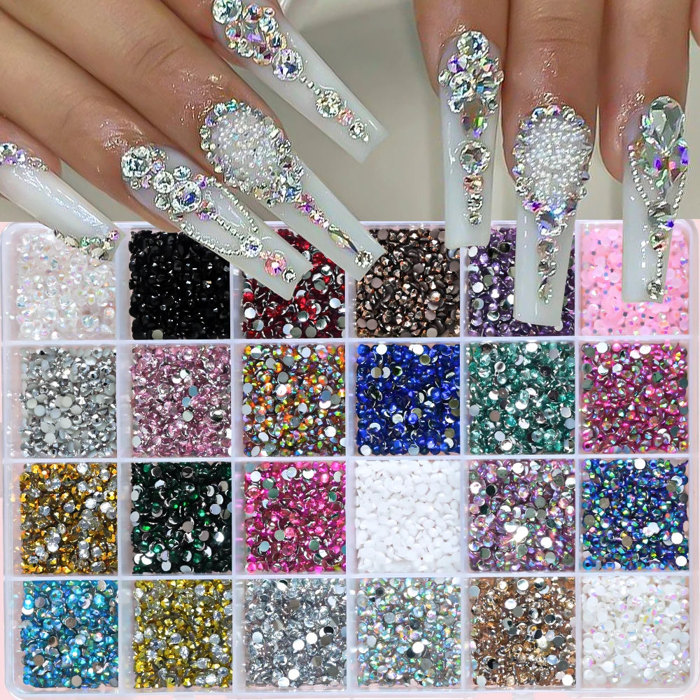 Strass Nail Art 3D Colorés – Diamants Plats Ronds | Déco Ongles DIY