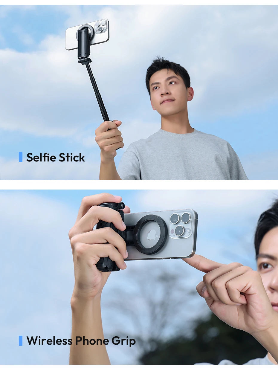 Ulanzi JJ03 Trépied Magnétique Selfie Stick – Grip Téléphone Bureau iPhone 16 15 14 13 Pro