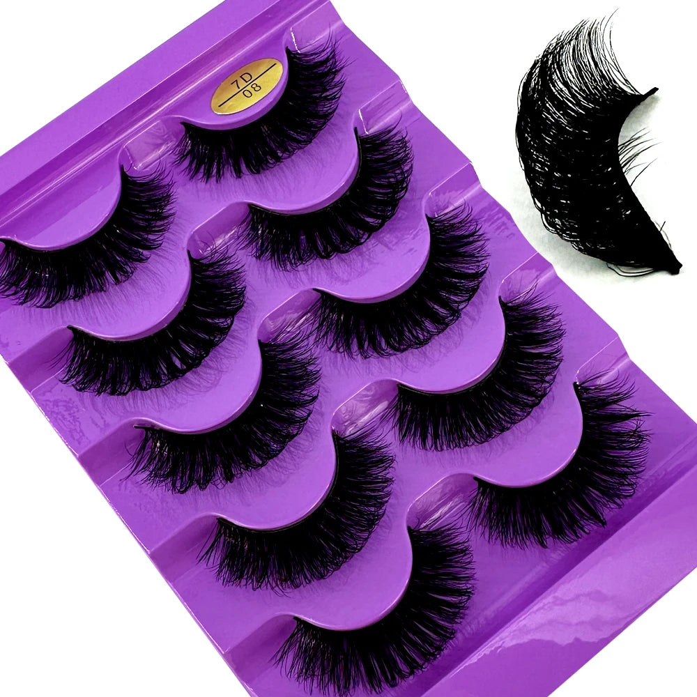 Faux Cils Cat Eye 3D – Lot 5 Paires | Manga Wispy Naturels Courbe D