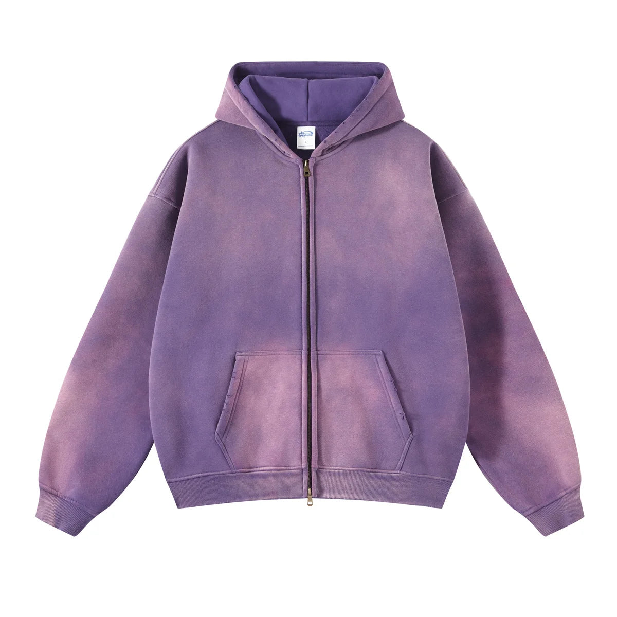 Hoodie Homme Oversize Zip Tie Dye Dégradé – Sweat Cardigan Peluche Loose Grande Taille Hiver | Mode Homme Premium