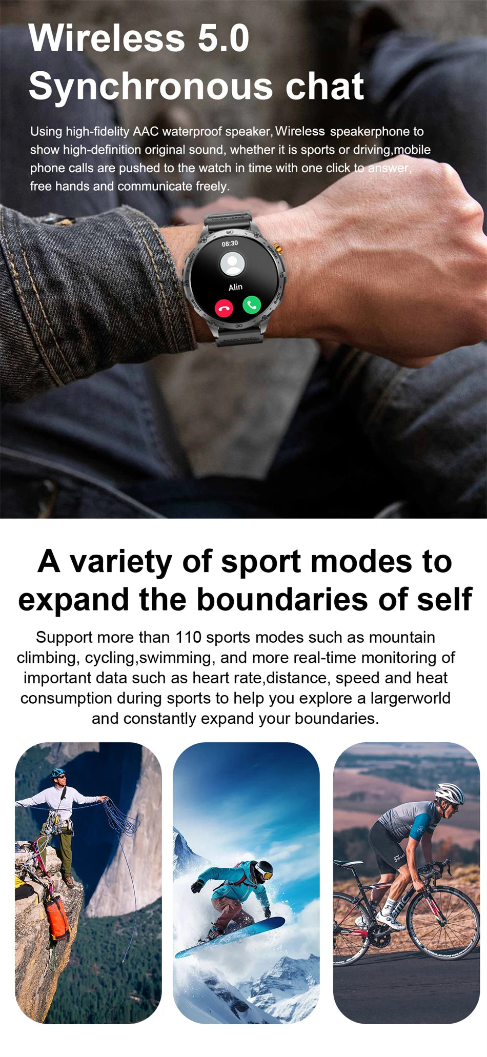 Smartwatch Homme 2026 Écran AMOLED 1.75" Ultra HD – Batterie 730mAh Bluetooth Appel Sport Android iOS