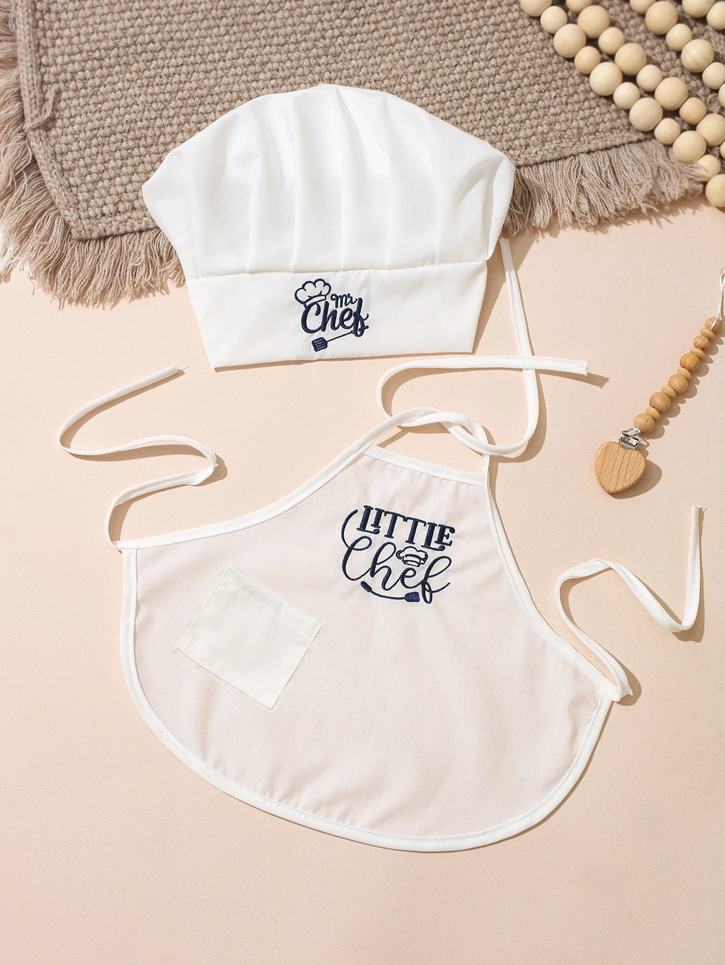 Kit Photo Nouveau-Né Petit Chef – Tablier + Toque Brodés Unisexe Séance Photo Bébé 2 Pièces