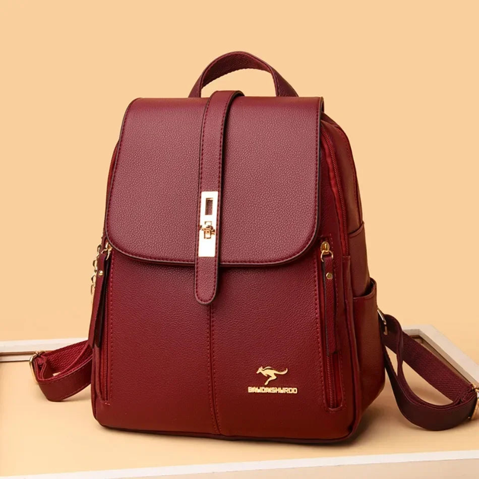 Damen Rucksack Leder Vintage Großes Fassungsvermögen – Schulrucksack Reise Daypack Schick