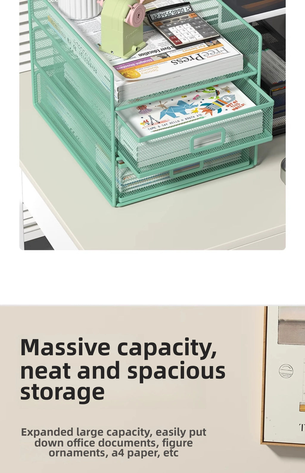 Rack Courrier 4 Niveaux Trieur Papier – Organisateur Bureau Dossiers Lettres Empilable