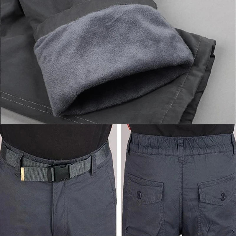 Herren Cargo Hose Winter Doppellagig Dickes Fleece Tarnung Taktisch Baumwolle Baggy Casual Warm | Cargo-Hose Tactical Premium Camouflage Fleece