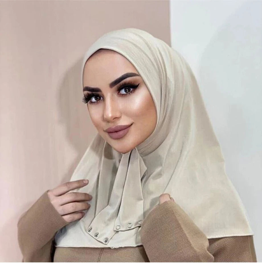 Hijab Femme Prêt-à-Porter Classique Bouton-Pression – Couvre-Chef Intégral Foulard & Turban Musulman