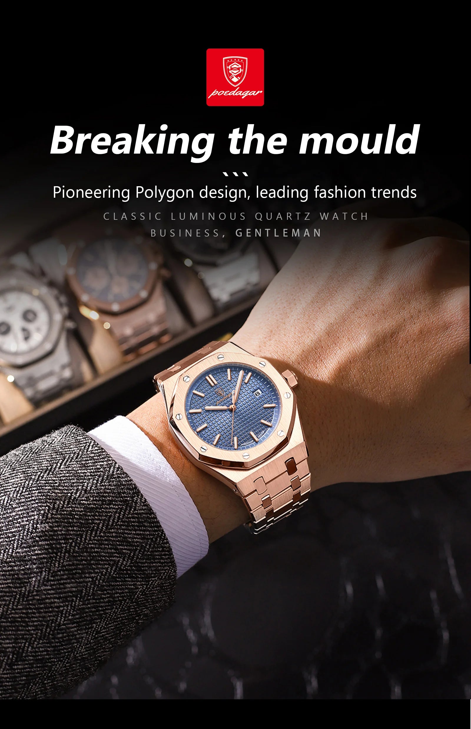 Montre Homme POEDAGAR Business Luxe Quartz – Acier Lumineux Étanche Date Fashion