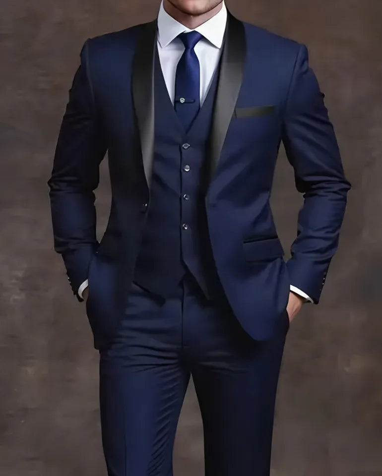 Costume Homme Slim Fit Noir – Ensemble Tuxedo Élégant Mariage & Cérémonie | Mode Homme Premium