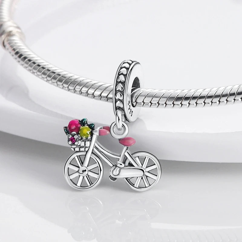 Charm Perle Argent 925 DIY — Avion Tour Appareil Photo Bracelet Collier Femme