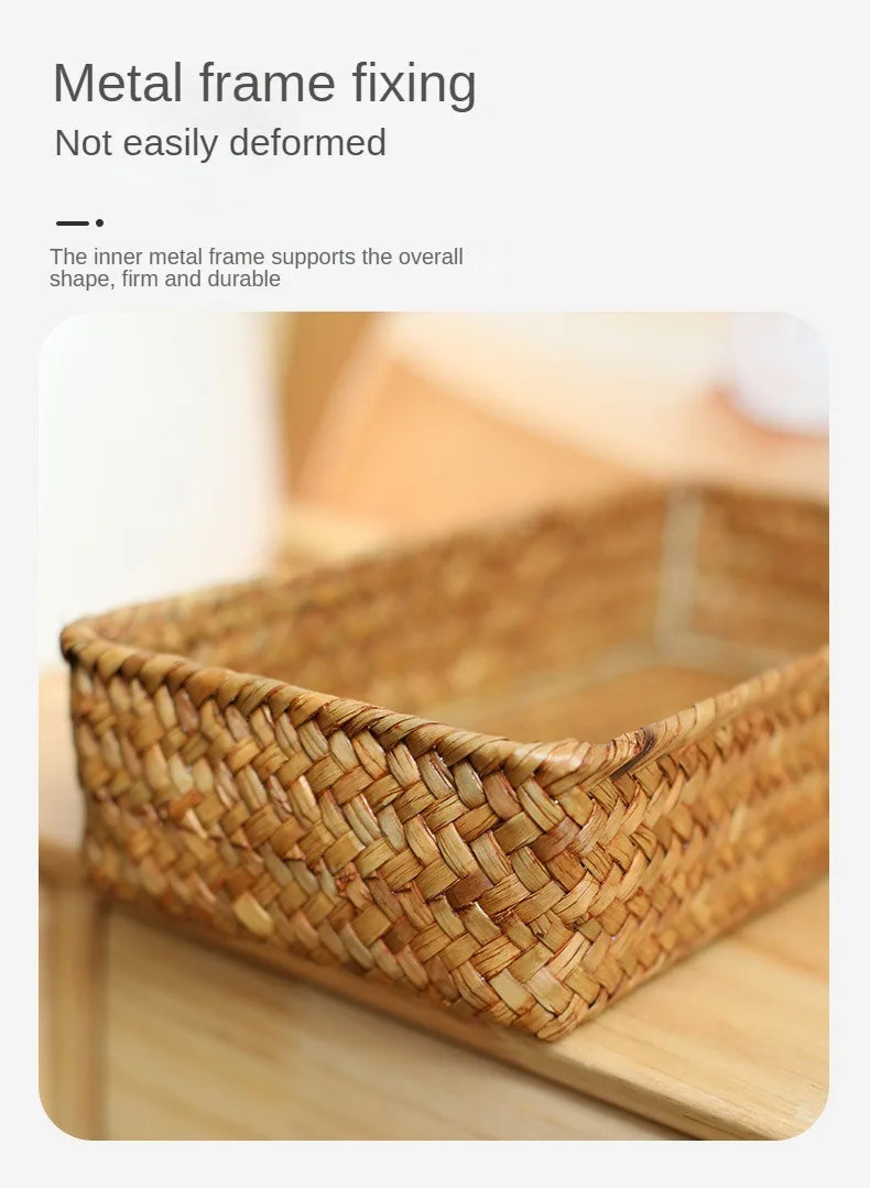 Panier Tressé Algues Rangement Bureau & Salon – Skincare, Télécommande, Clés & Cosmétiques | Déco Naturelle
