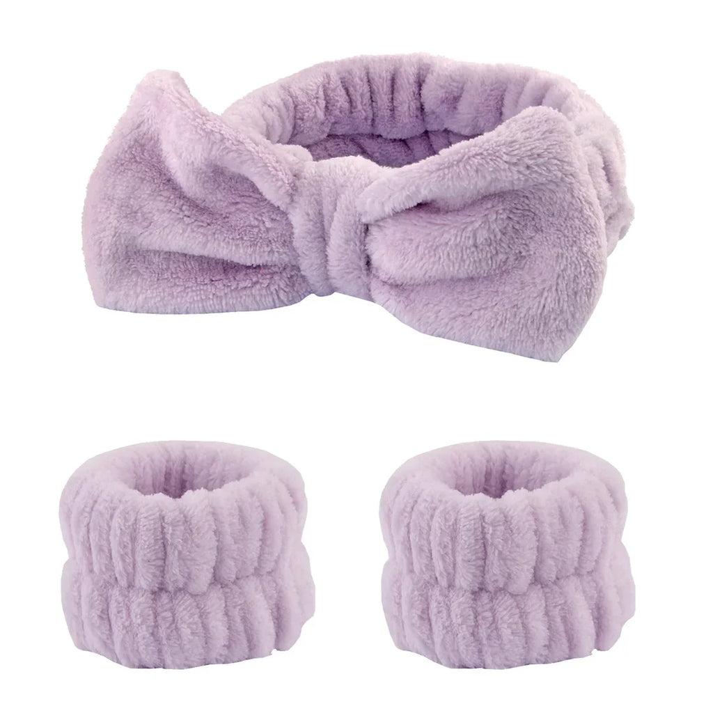 Lot 3 Bandeaux Spa Microfibre – Serre-Tête Lavage Visage & Poignet Absorbant | Scrunchie Maquillage