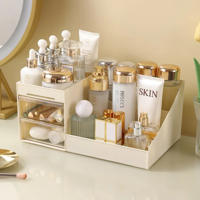 Organisateur Maquillage Transparent Premium à Tiroirs - Coiffeuse, Bureau & Dortoir