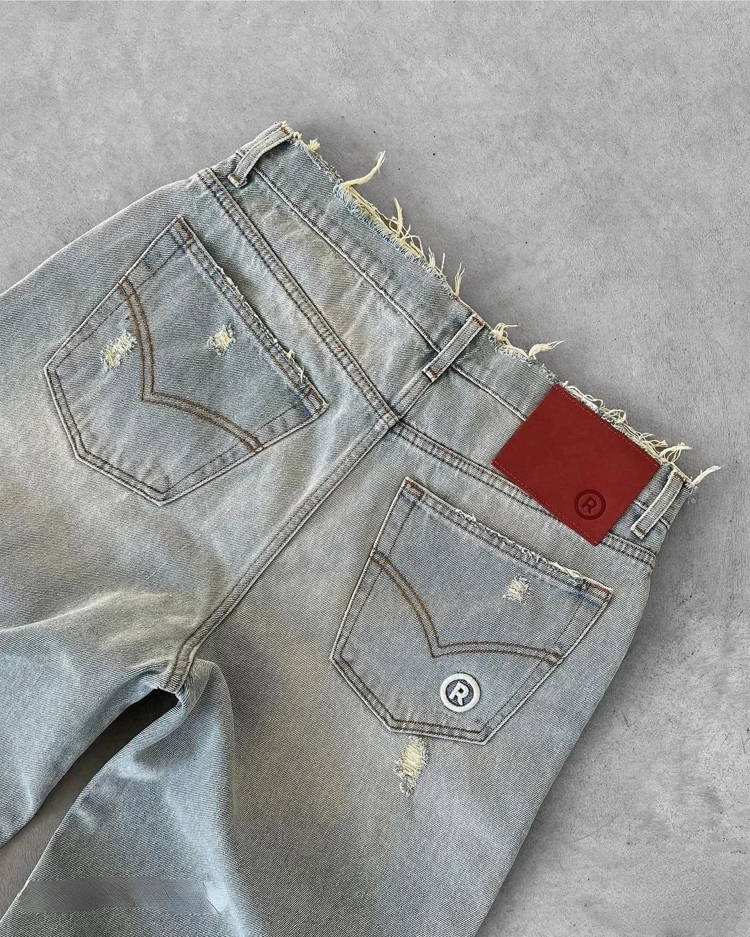 Zerrissene Destroyed Jeans für Herren, Loose Fit, Knöchellang, Reißverschluss, Taschen, Casual Vintage | Premium Vintage Destroyed Jeans
