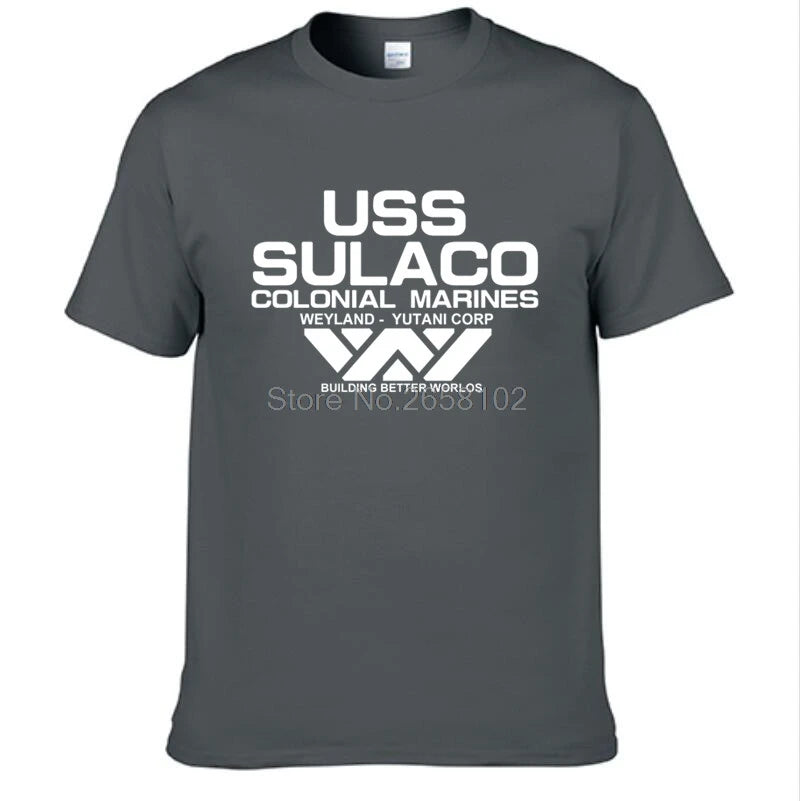 T-Shirt Homme Alien USCSS Nostromo USS Sulaco Marines Coloniaux Manches Courtes Coton Col Rond – Fan Art Sci-Fi Culte | Mode Homme Streetwear