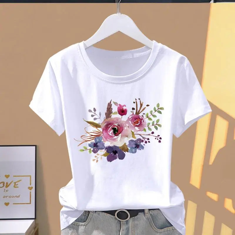 T-Shirt Modal Damen bedruckt A-Linie Rosa – Rundhals Kurzarm | Sportlich-Chicer Sommer-Stil