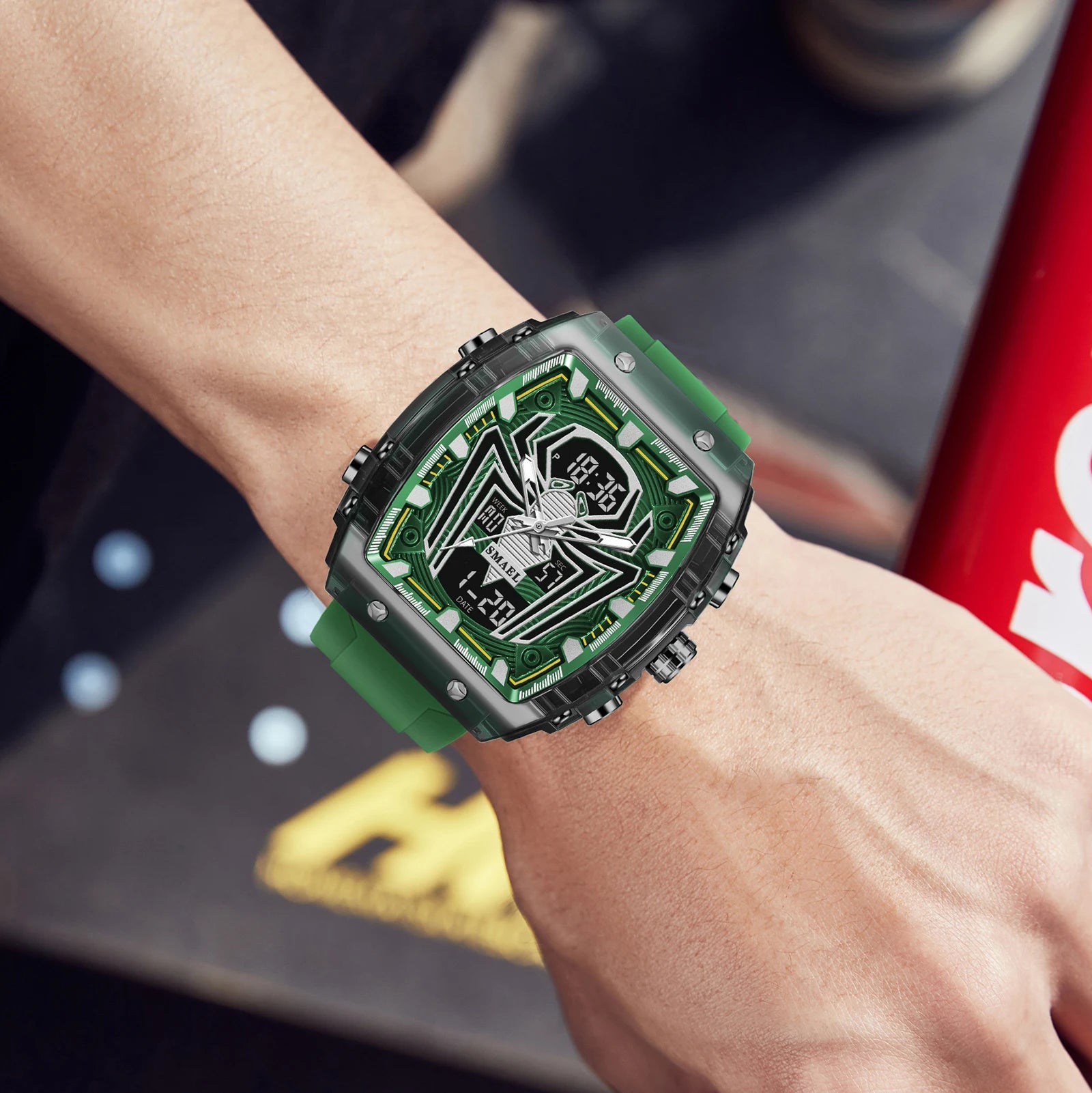 Montre Homme Digital Rectangle 8116 Double Fuseau – Sport Étanche 50M Électronique 2025