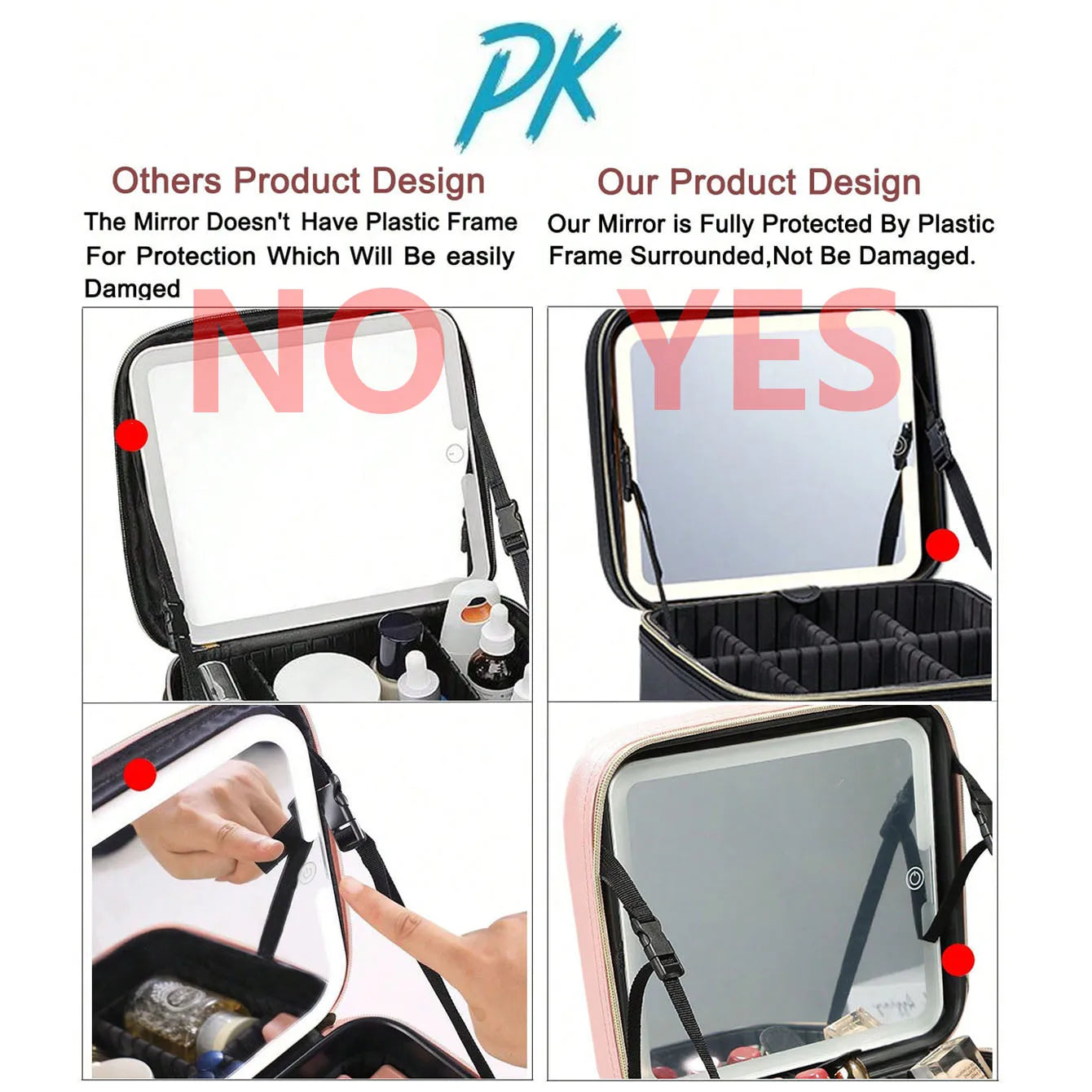 Vanity Case de Voyage LED 3 Couleurs avec Miroir – Trousse Maquillage Lumineuse & Intelligente | Femme