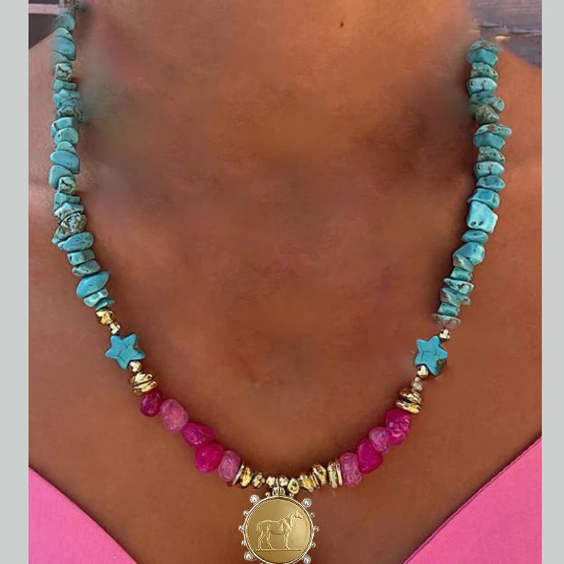 Collier Ras-du-Cou Boho Vintage – Cœur, Coquillage & Œil Turc | Bijou Femme Tendance Été & Plage | Accessoire Mode Charme