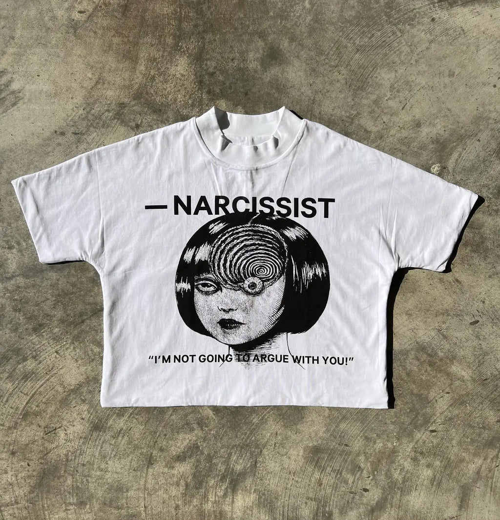 Unisex Oversize T-Shirt Bedruckt Aesthetic Y2K Gothic Grau – Kurzarm Hip Hop Casual | Sommer