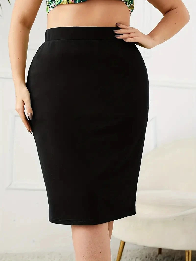 Jupe Femme Grande Taille Slim Unie Taille Haute Fendue Casual – Jupe Élégante Confortable Été Curvy | Mode Inclusive 2026