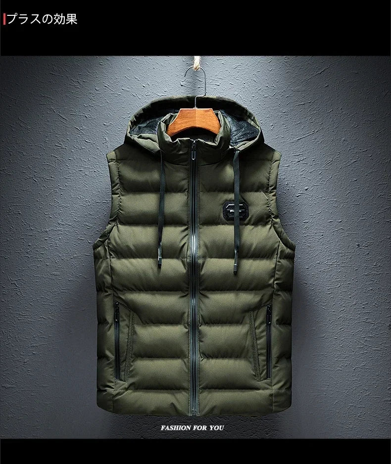 Gilet Homme Matelassé Coton À Capuche Zip – Sans Manches Casual Chaud Grande Taille Jusqu'au 6XL | Mode Homme Premium