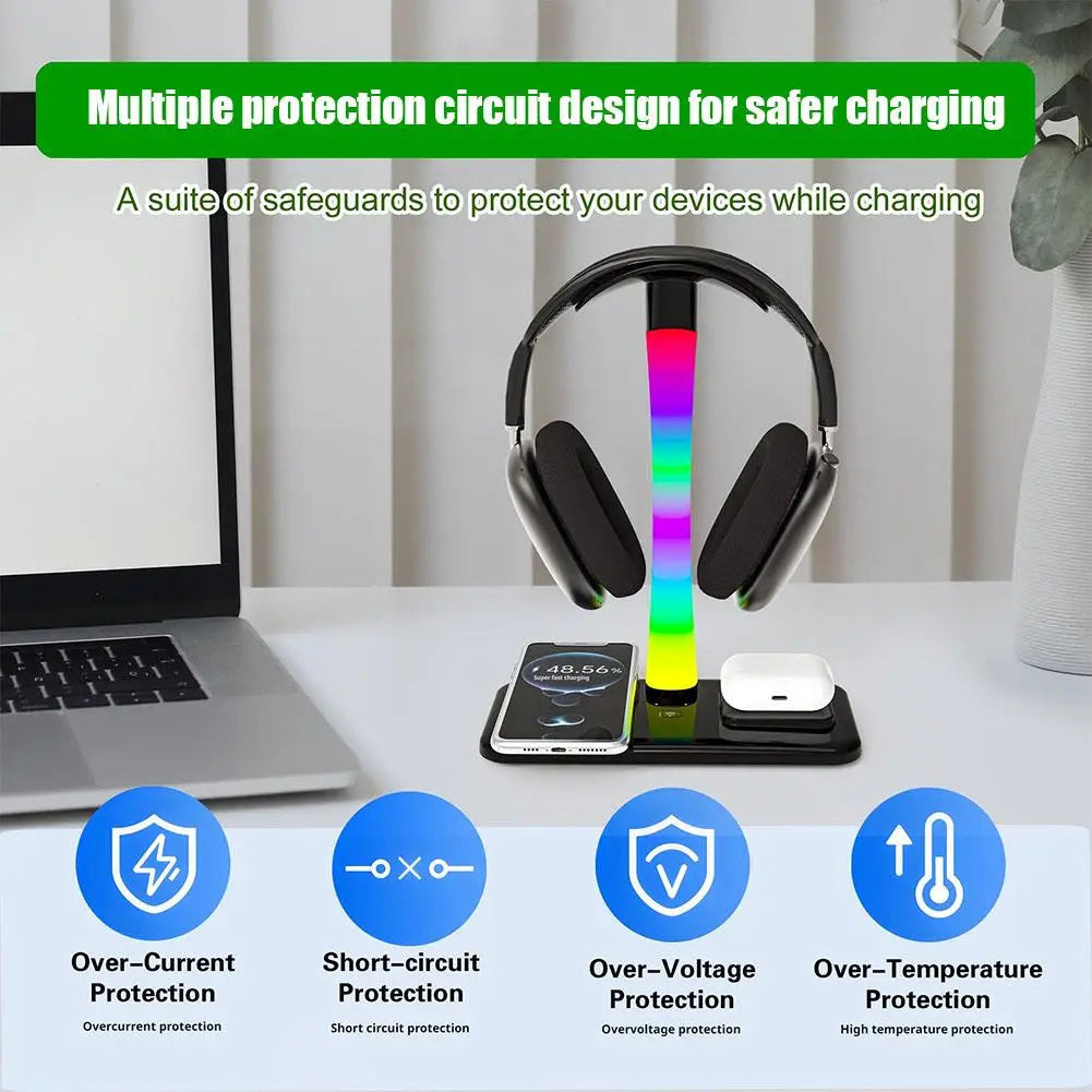 Support Casque RGB Chargeur Sans Fil – Lumière Atmosphère Coloris Dream USB Type-C