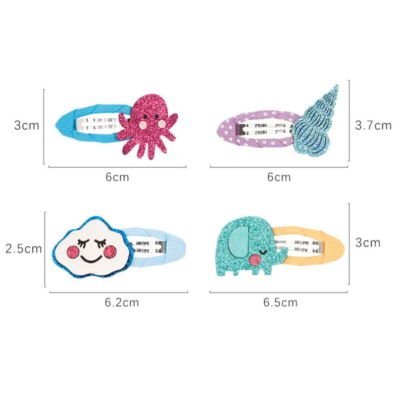Lot 2 Barrettes Fille Bébé Motifs Adorables – Pinces Cheveux Enfant Animal Fruit Fleur Lapin Kitty