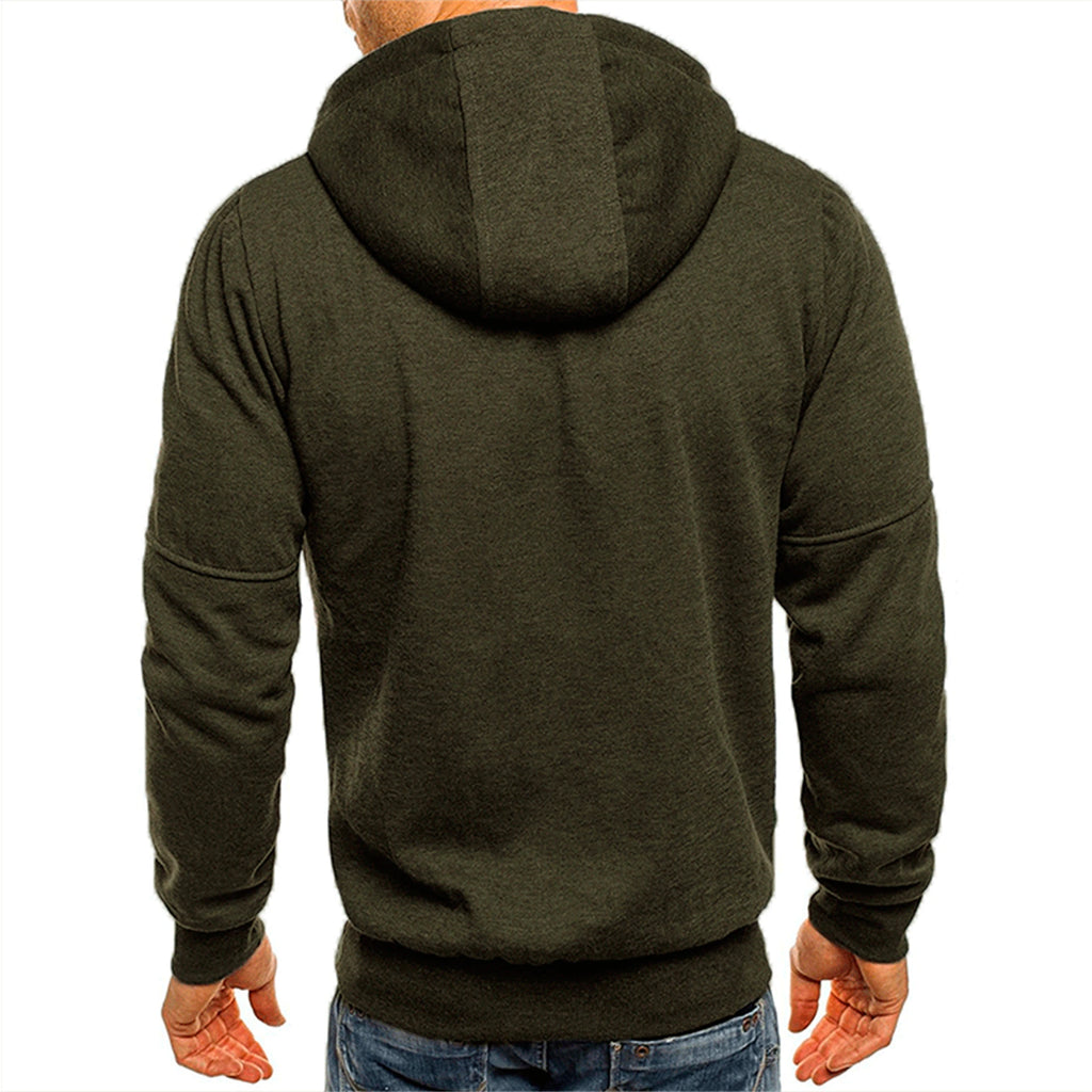 Hoodie Zippé Homme Couleur Unie – Veste Sport Casual Confortable Manches Longues Printemps Automne | Mode Homme Premium