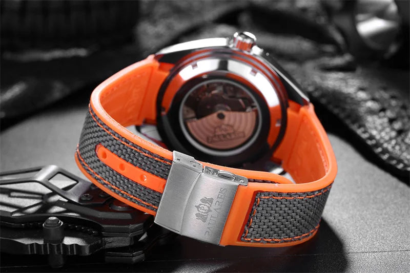 Herrenarmbanduhr Automatik Mechanisch Luxus – Gummiarmband Leuchtend Wasserdicht Kalender