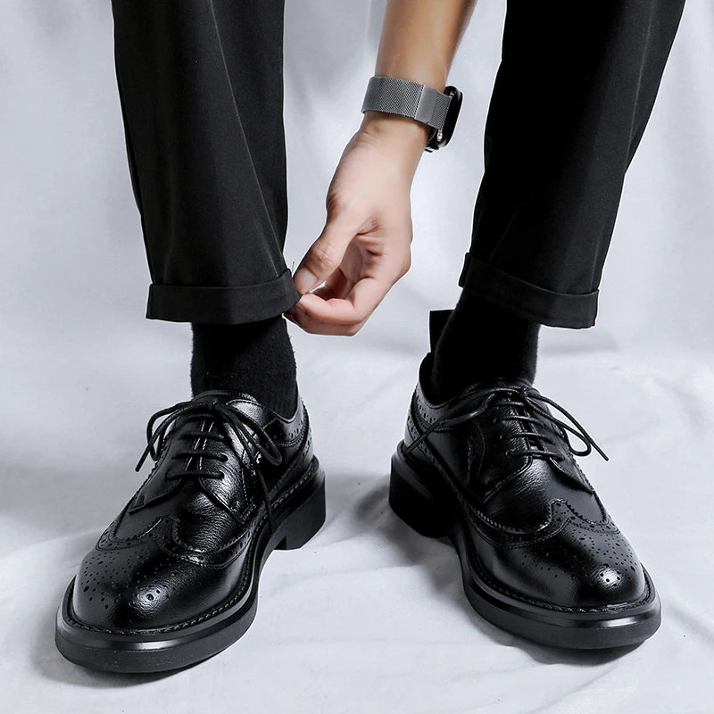 Brogues Oxfords Patent Leather Homme – Lacets Formal Noir Mariage Fête Dress Shoes