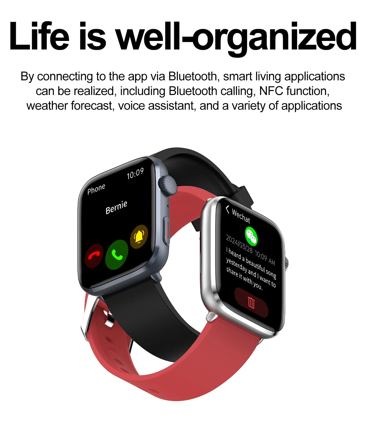 Smartwatch 2025 Unisexe Santé NFC Bluetooth – Tension Artérielle Oxygène Sport Appels | Homme & Femme