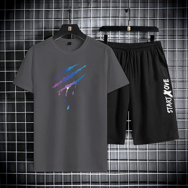 Herren 2-Teiler Kurzarm-T-Shirt + Shorts Schnelltrocknend Sport Outdoor Laufen Sommer Leicht Lässig Bequem Trendig Leistungsstark – Premium Sport-Set 2-Teiler T-Shirt Shorts Schnelltrocknend Sommer | Premium Herren Sportswear Mode