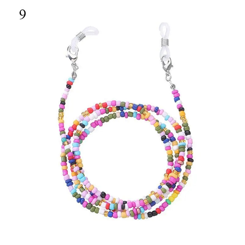 Chaîne Masque & Lunettes Bohème Perlée - Lanyard Anti-Glisse Femme