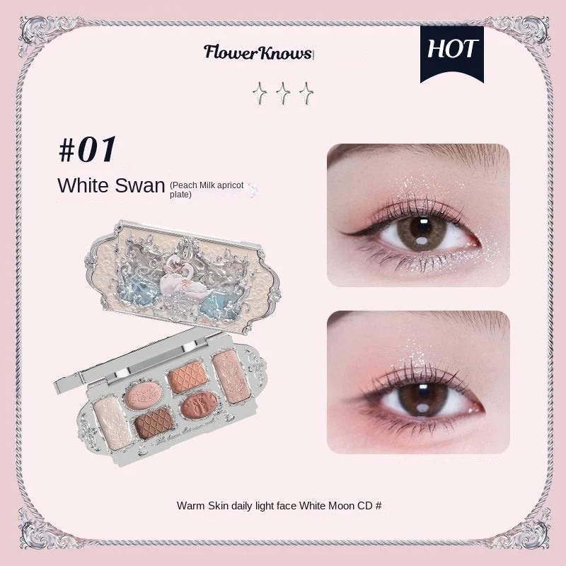 Palette Fards à Paupières Flower Knows Swan Ballet – 6 Teintes Mat, Shimmer & Nacré | Glitter