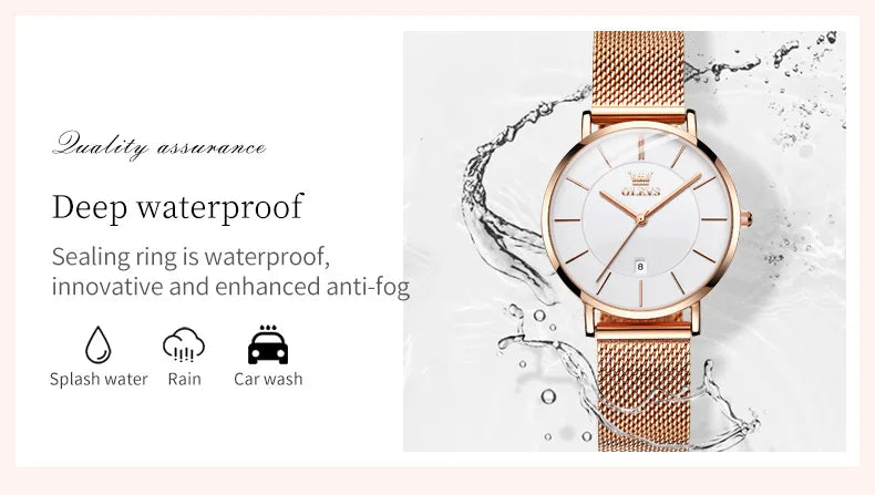 OLEVS Damenuhr Quarz Wasserdicht Luxus Edelstahl Roségold Elegant Geschenkbox Inklusive | OLEVS Damen Luxus Roségold Premium Uhr